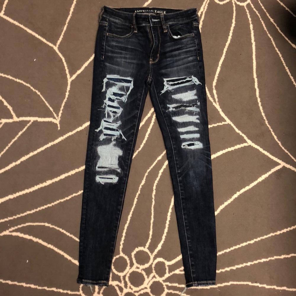 American eagle distressed hi rise jegging
